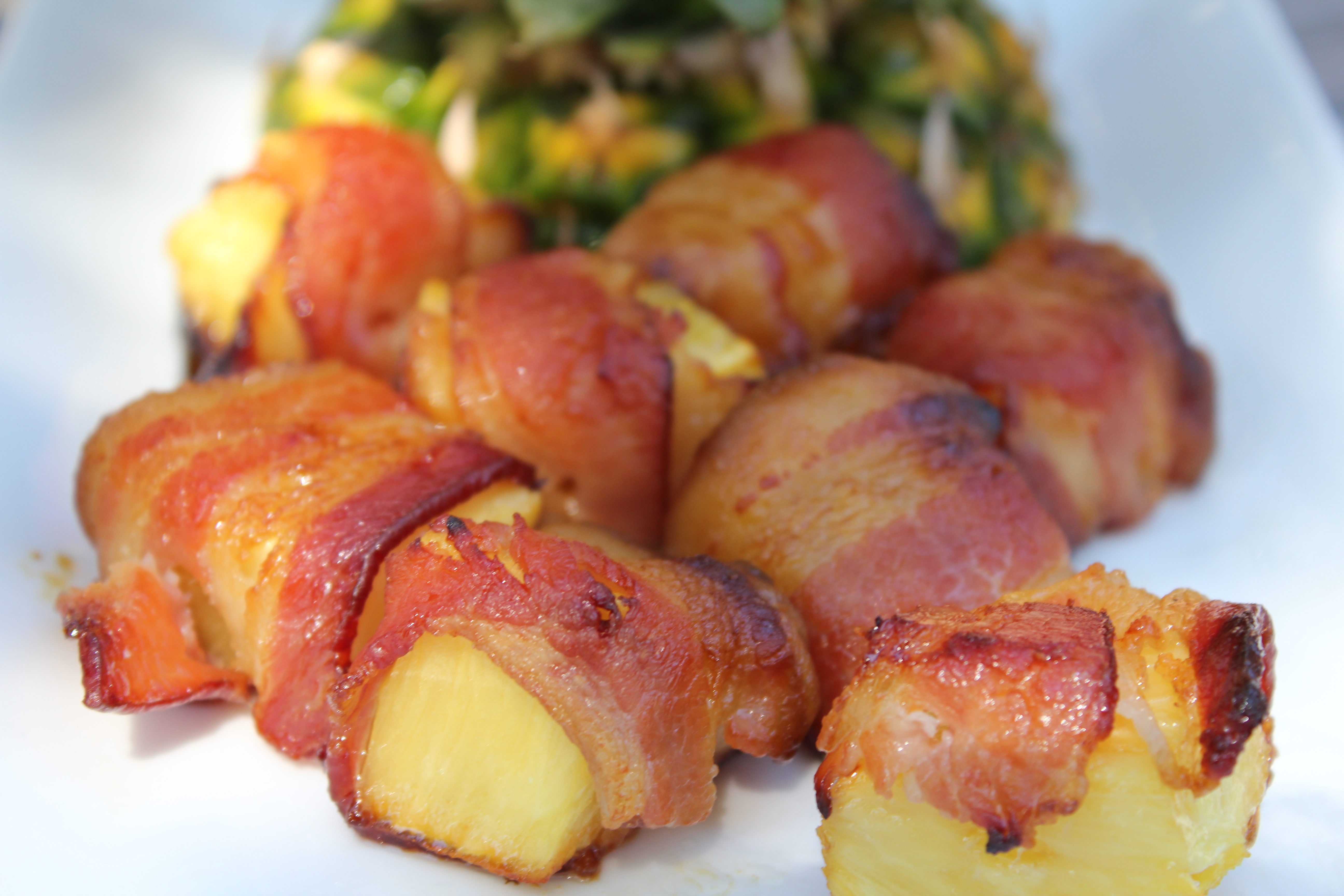 Bacon Wrapped Pineapple Bites.